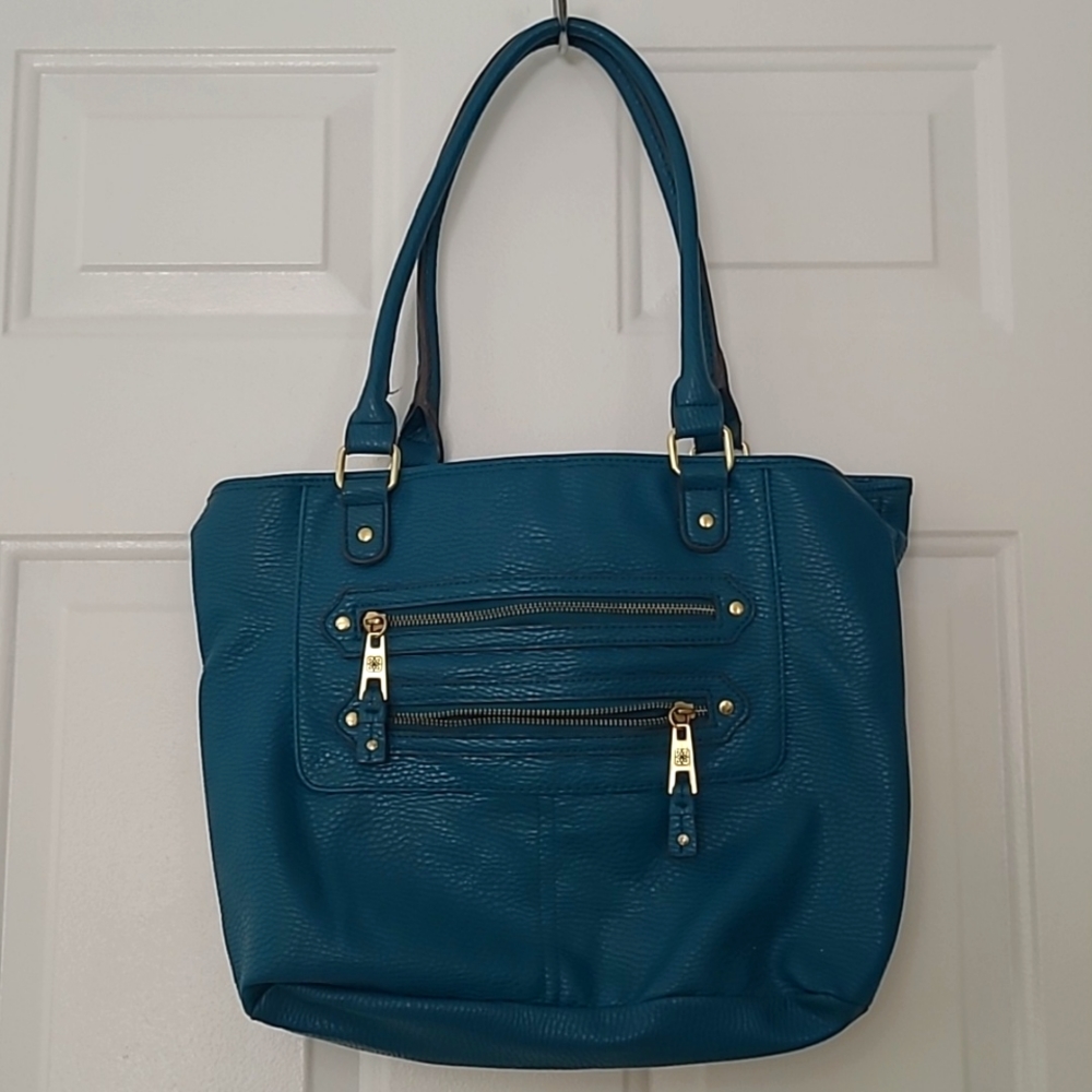 Bijoux Pebbled Faux leather, teal blue  shoulder bag